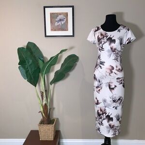 Daniel Hechter Paris Floral Cap Sleeve Zip Back Scuba Sheath Dress, Size 32/0
